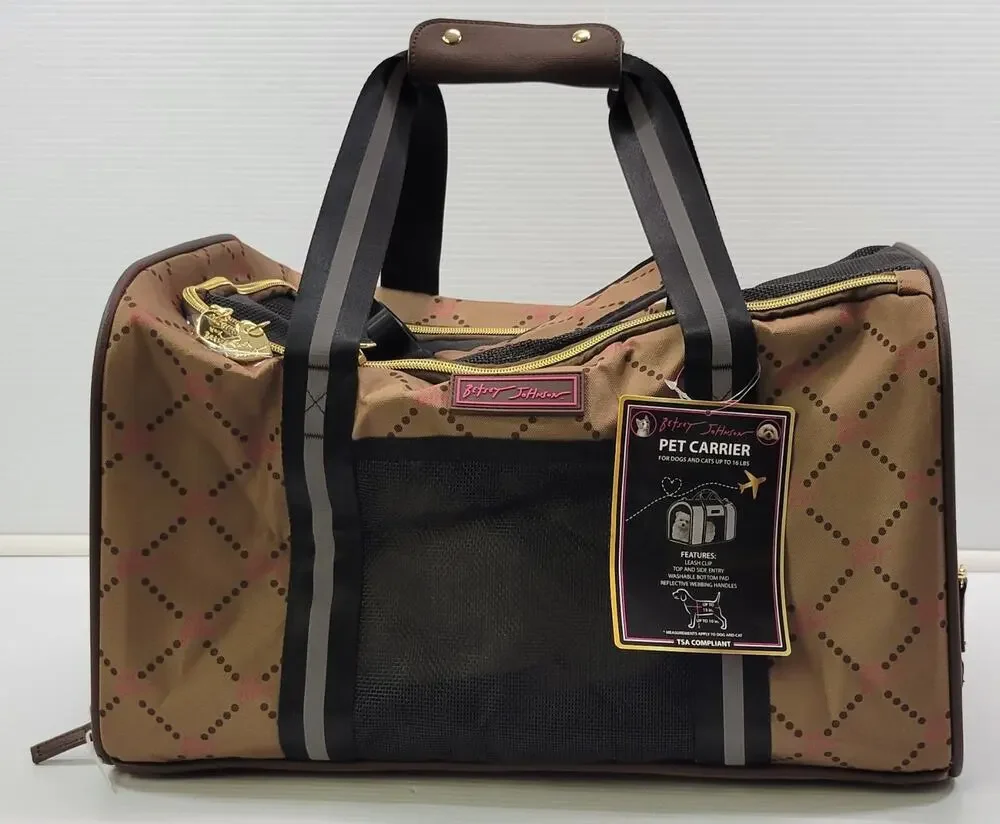 *Z) Betsey Johnson Pet Carrier Bag Chocolate TSA Compliant Up to 16lbs Dog Cat